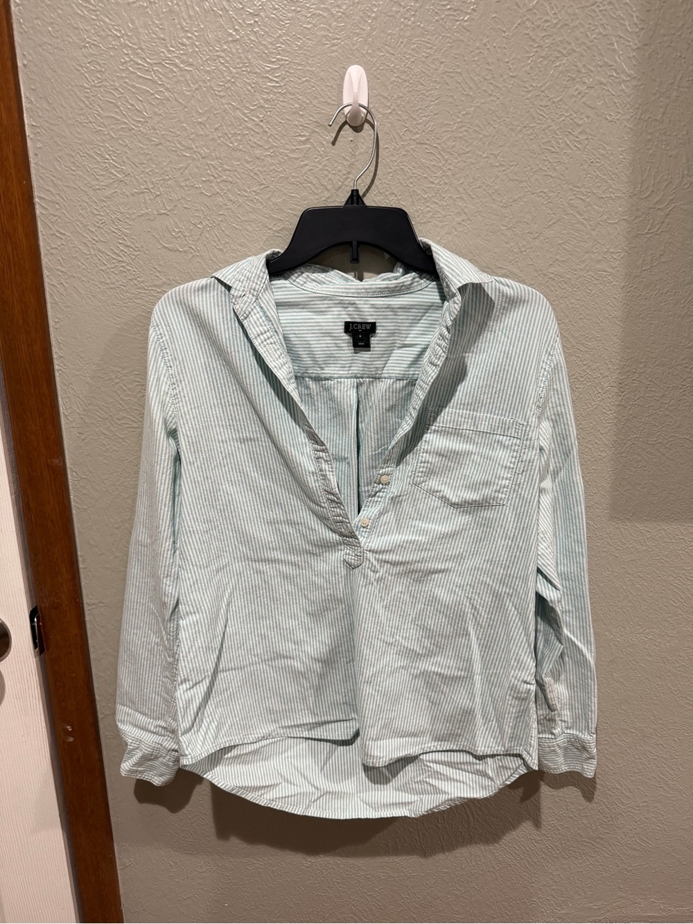 J.Crew Light Mint Stripe Button-Front Shirt Size Small 100% Cotton EUC